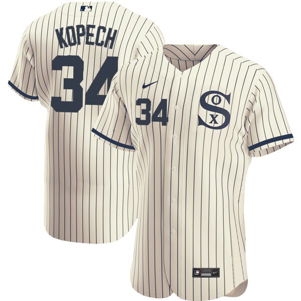 Men Chicago White Sox 34 Kopech Cream stripe Dream version Elite Nike 2021 MLB Jerseys